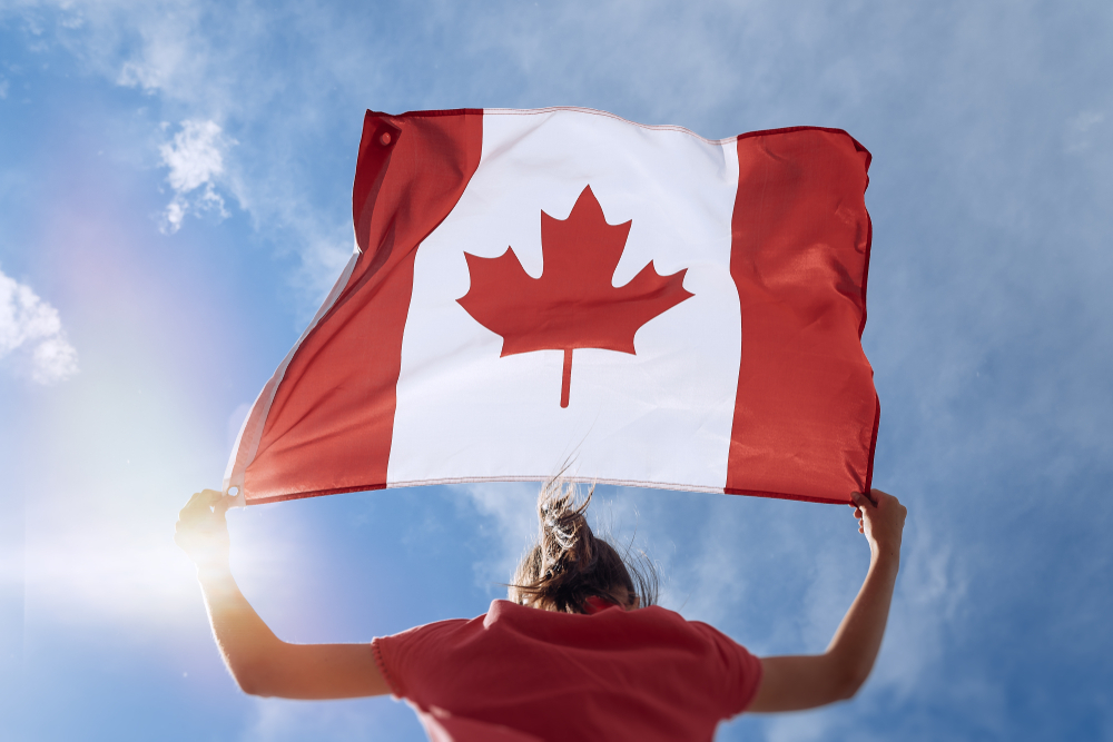 Canada Express Entry for Self-employed Individuals: A picture of self employed lady with Canadian Flag