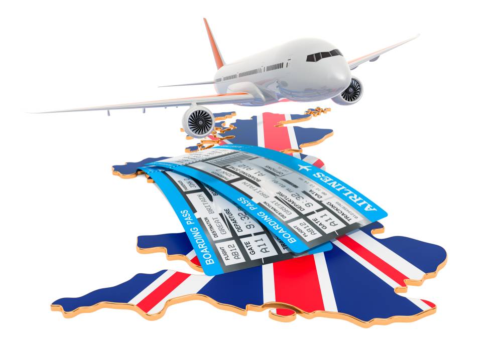 Book Cheap Flights to the UK: A picture showing flights to the Great Britain concept