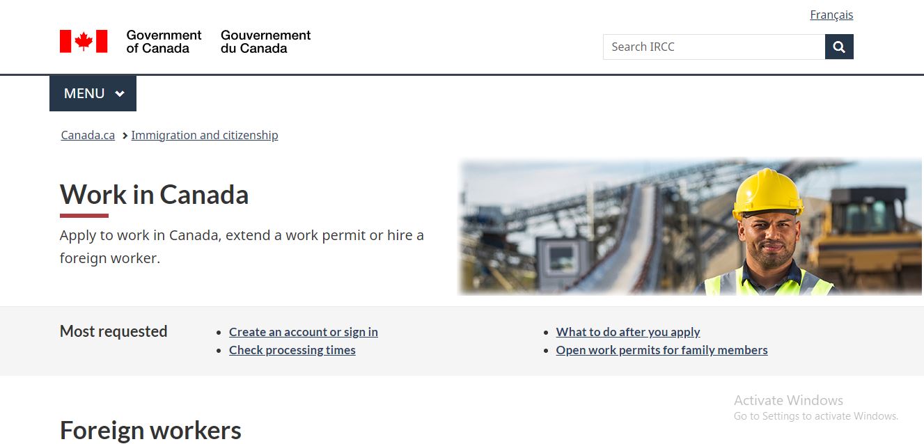 Canada Visa Fees: A picture showing landing for Work Visas in Canada.